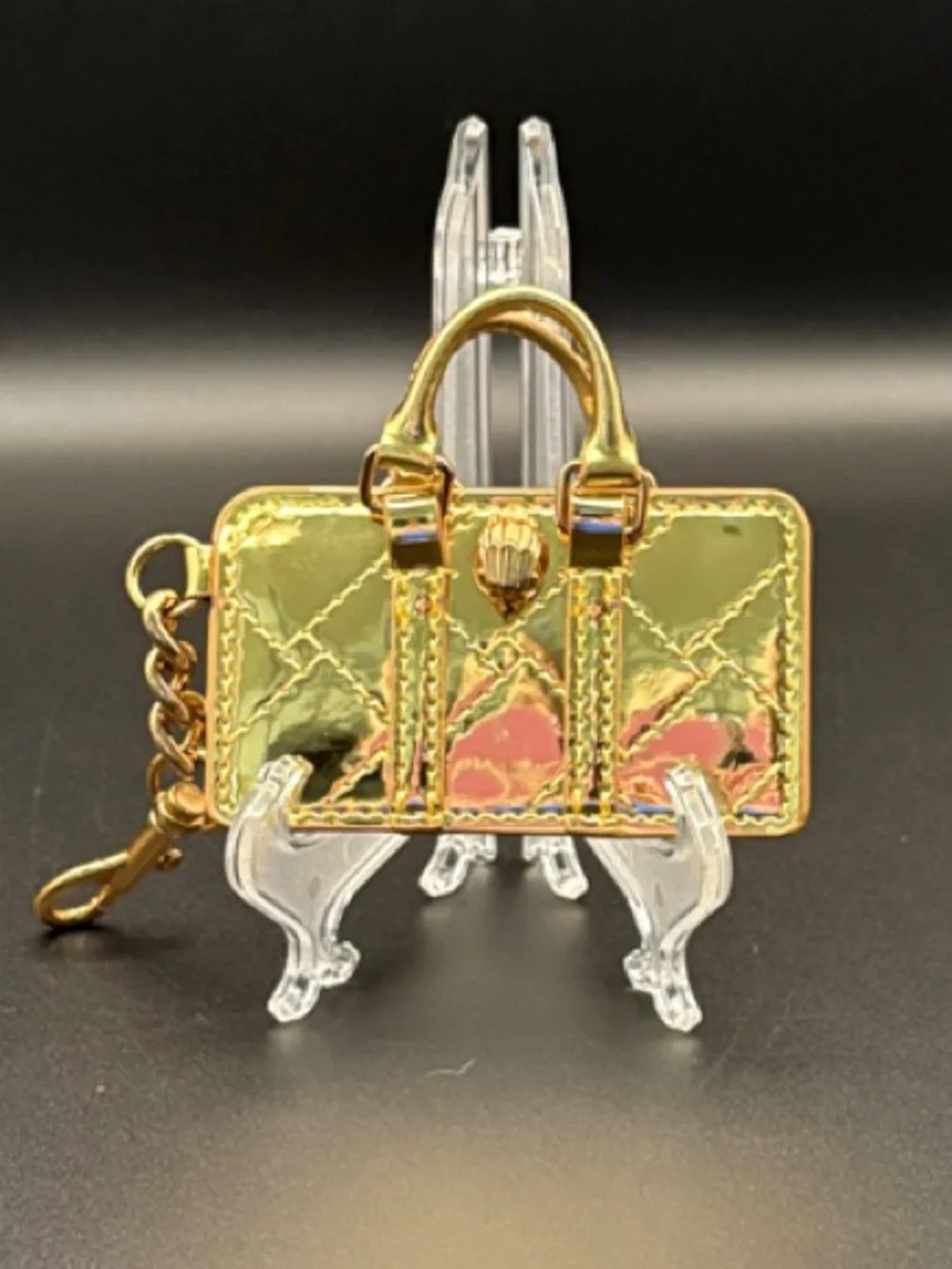 Kurt Geiger Boston BagCharm Keychain Gold Mirror Finish EagleHead